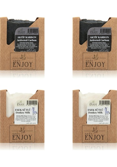 Suds Enjoy Doğal Aktif Karbon Sabun 100 G 2'li + Eşek Sütlü Sabun 100 G 2'li