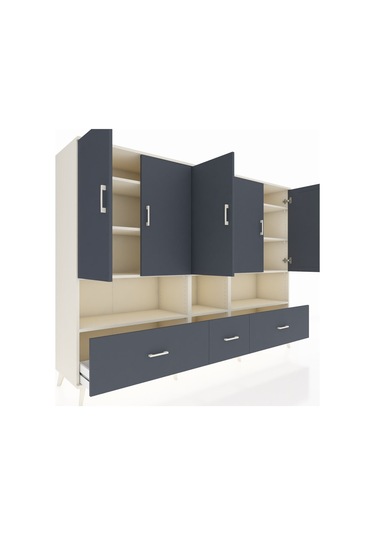 Hyperion Dolap 12 Raflı 3 Çekmeceli 5 Kapaklı 220x44x163 Aytaşı-a Aytaşı-antrasit