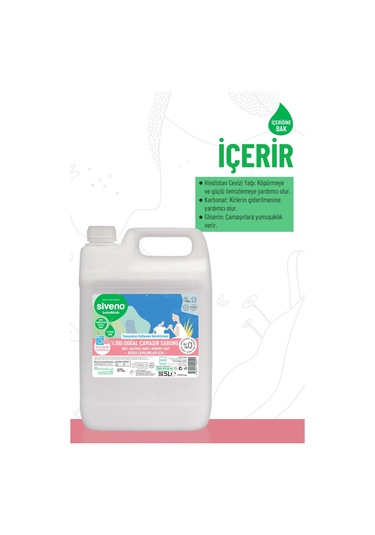 Siveno %100 Doğal Bebek Çamaşır Sabunu Kendinden Yumuşatıcılı Bitkisel Deterjan Vegan 5000 ml