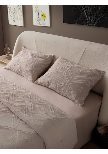 Anna Delux Çift Kişilik Çok Amaçlı Yatak Örtüsü Seti Gri Pamuk Nevresim Takımı Günlük 220x240 Bej