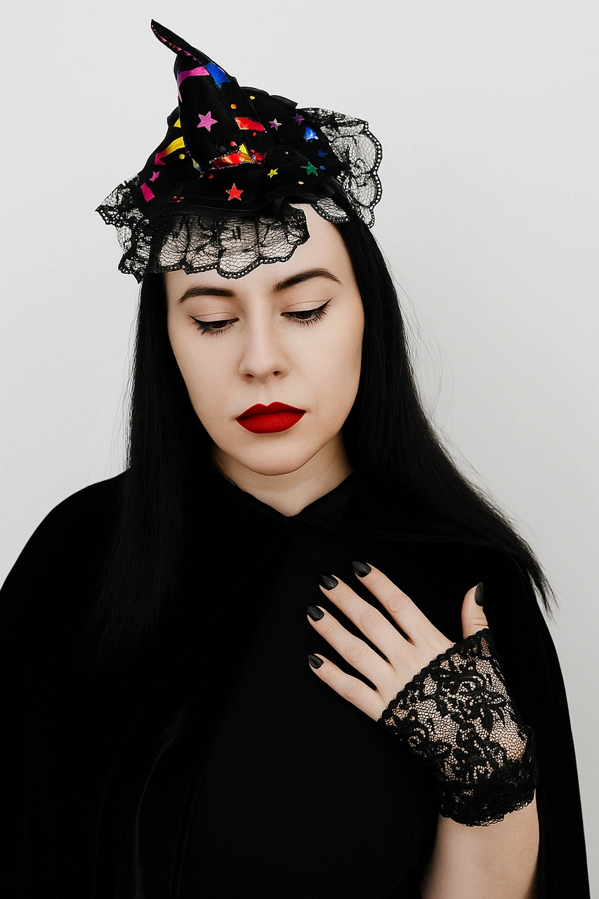 Halloween Cadılar Bayramı Taç Mini Cadı Şapkası Tüllü Renkli Model Parti Aksesuarı