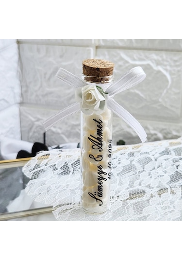 Kalp Şekerli Tüp Şişe Söz Nişan Nikah Hediyelik 30 Adet