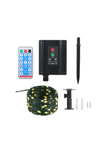 Yifomall 200 Led Güneş Enerjili Işık Süsü, Ip67 Su Geçirmez, 1200mah Batarya, Uzaktan Kumandalı, 8 Işık Modu, 20 Metre, Isı Beyazı