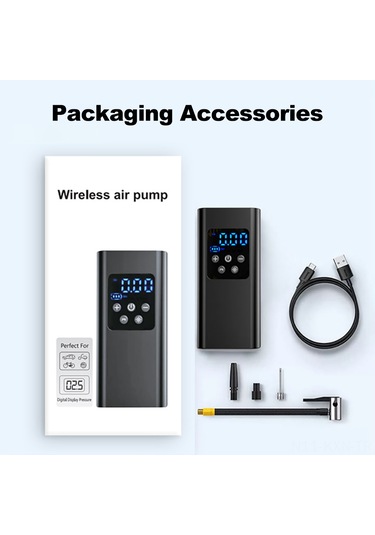 Kosona 12v Taşınabilir Şarj Edilebilir Hızlı Şişirme Pompası - Araç, Bisiklet, Toplar İçin, 3 Nozul, Usb Kablolu, 2000mah Pil