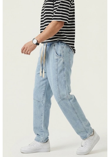 Erkek Rahat Kesim Baggy Jean Pantolon 30074 - Mavi