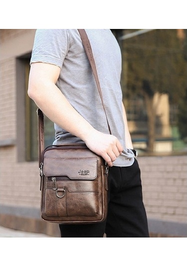 Retro Erkek Büyük Kapasiteli Gündelik Iş Omuz Çantası Kahverengi