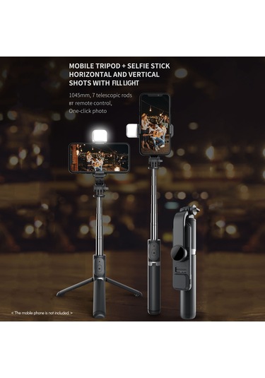 Kangvka Kablosuz Bluetooth Tripod Selfie Çubuğu, Iki Renkli Işık Ve 6 Seviye Parlaklık Ayarı, 104.5cm Uzunluk, Vlog & Canlı Yayın İçin