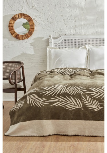Karaca Home Leaf Çift Kişilik Pamuk Battaniye Haki 200.22.04.0207 Haki