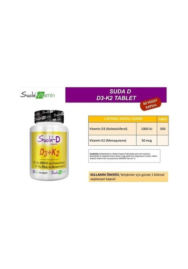 Suda Vitamin Suda-D Vitamin D3 K2 60 Veggy Kapsül
