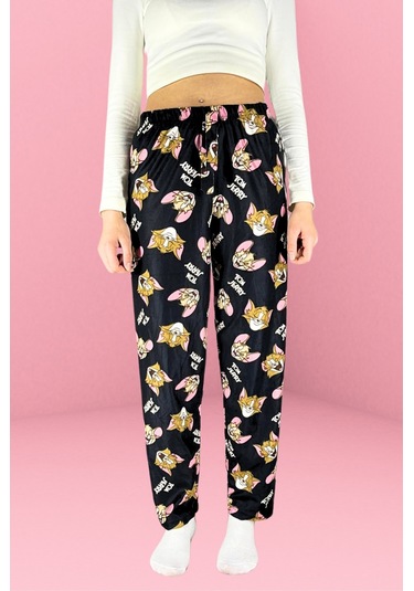 Dreamy Soft Kadife Dokulu Desenli Süet Pijama Altı Pantolon Siyah