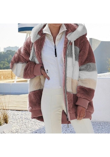 Kış Kadın Moda Kapşonlu Sıcak Gevşek Ceket Kadınlar İçin Patchwork Giyim Fermuar Bayanlar Artı Boyutu Kazak Haki Kış Kadın Moda Kapşonlu Sıcak Gevşek Ceket Kadınlar İçin Patchwork Giyim Fermuar Bayanlar Artı Boyutu Kazak Haki