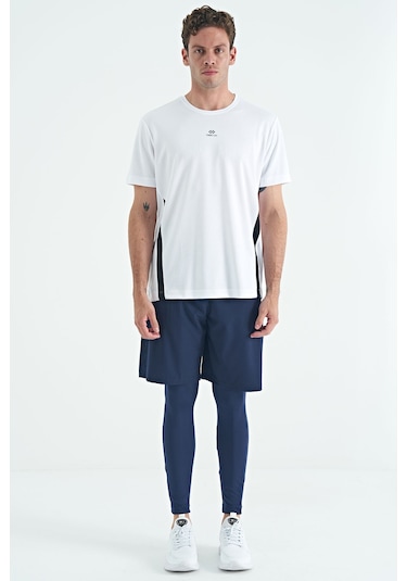 Tommy Life İndigo Logo Baskılı Yüksel Bel Slim Fit Aktif Spor Erkek Tayt - 84989 İndigo