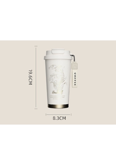 Tuomeng Yeni Yüksek Görünümlü 316 Astarlı Termos Bardak Pipetli Bardak 530ml Beyaz