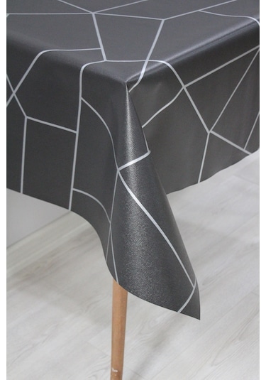 Astarlı Silinebilir Pvc Muşamba Masa Örtüsü 1213-2-siyah