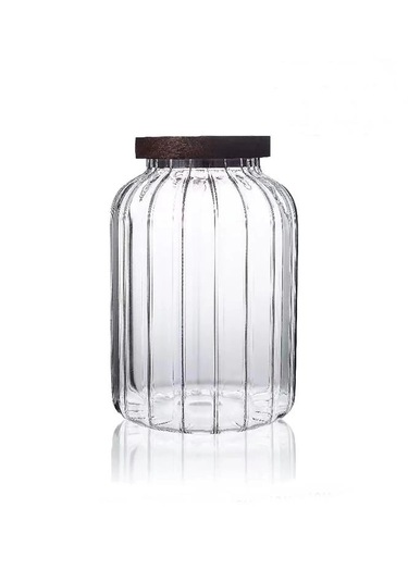 Mien Kavanoz Akasya Kapak 1800 Ml Mıen-1s10 Ahşap - Şeffaf