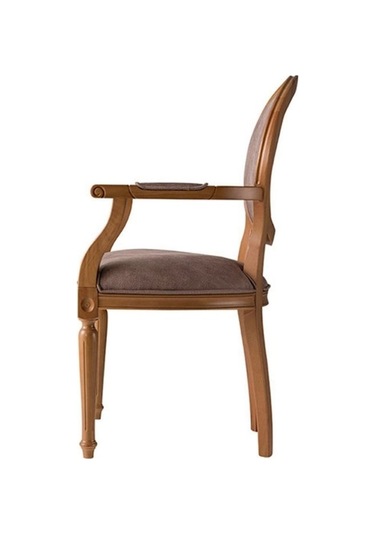 Madalyon Kolçaklı Ahşap Klasik Sandalye Ceviz