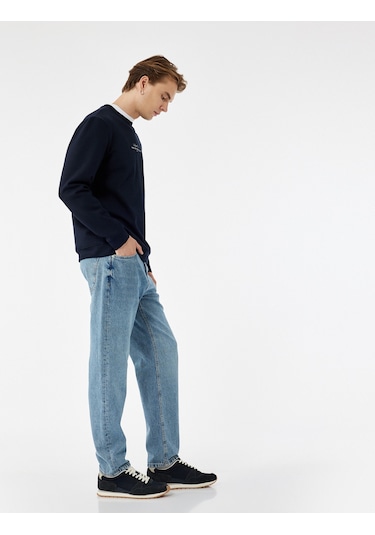 Koton Normal Bel Pamuklu Vintage Straight Fit Jean Pantolon Orta İndigo 6wam40018ıd İndigo