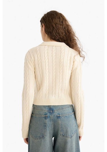 Defacto Regular Fit Polo Yaka Hırka A3331ax25wner103 Ekru Defacto Regular Fit Polo Yaka Hırka A3331ax25wner103 Ekru