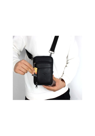 Erkek Çanta Omuz Askılı Çanta Postacı Erkek Omuz Çantası Siyah