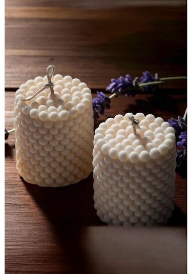 Hediyelik İkili Bubble Mum Seti Beyaz