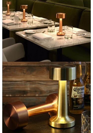 Gold Dekoratif Şarjlı Dokunmatik Led Masa Lambası Dimmerli 55g