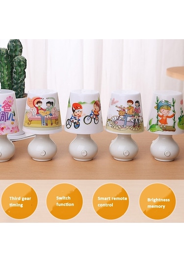 Sones Fişli Bardak Şeklinde Gece Lambası Kız Yatak Odası Başucu Loş Lamba, Uzaktan Kumandalı, Cn Fiş, Stil: Kalp Sarı Çok Renkli