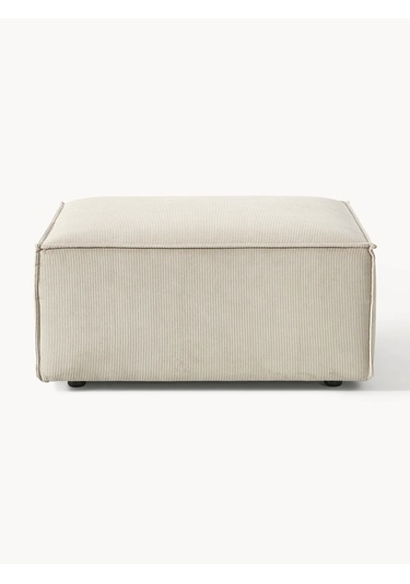 Most Mollis Kare Puf Silinebilir Kırık Beyaz Fitilli Kadife Kumaş