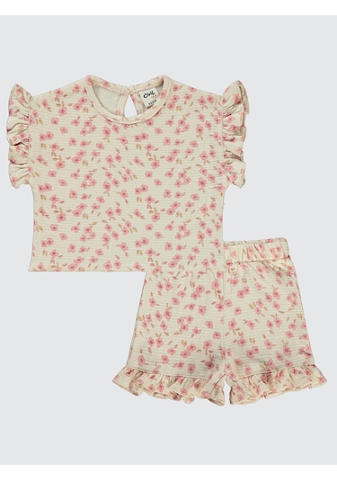 Civil Baby Kız Bebek Şortlu Takım 6-18 Ay Bej Bej
