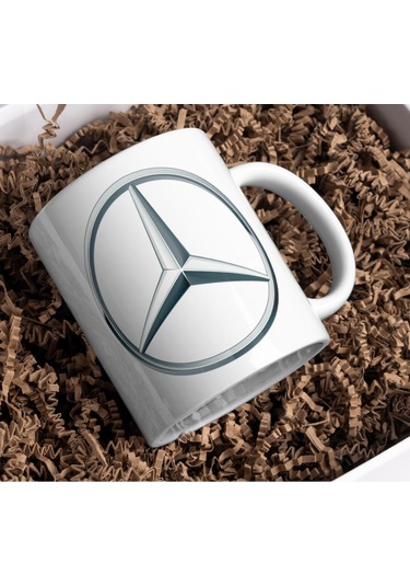 Applucky Mercedes Logo Tarihçesi Baskı Kupa Bardak Beyaz