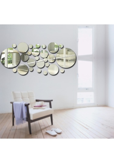 Yifomall 30 Parça Akrilik Ayna Çıkartma Seti - Çocuk Odası, Banyo Ve Yatak Odası İçin Kolay Yapıştırılabilir Dekorasyon Gümüş