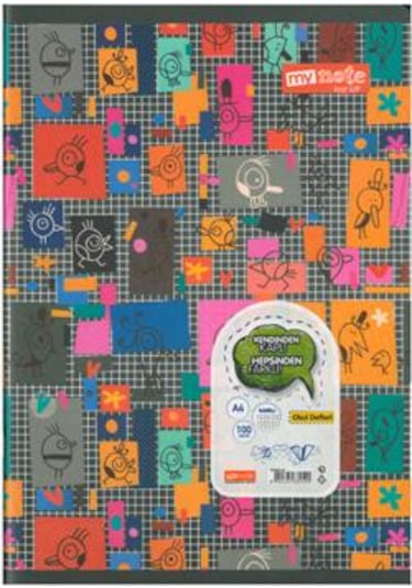 My Note Text Up Pp.kap.defter Dikişli A4 100 Yp Kareli Figürlü
