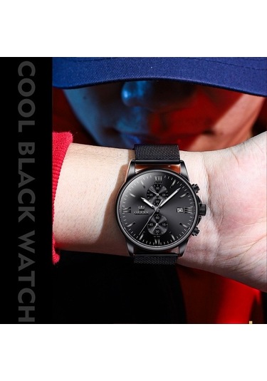 Novahub Olevs 2886 Erkekler Spor Kronograf Su Geçirmez Aydınlık Kuvars Saat Siyah Gümüş Örgü Şerit Çok Renkli Çok Renkli