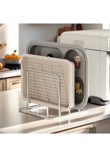 Pazly Suntek Kesme Tahtası Depolama Rafı - Tencere Tava Kapakları Bakeware Gümüş Gümüş