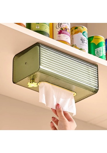 Yeşil Yumruksuz Yaratıcı Doku Kutusu Duvara Monte Kağıt Havlu Peçete Saklama Kutusu Ev Mutfak Banyo Kağıt Organizatör