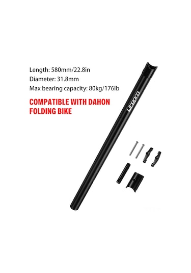 Jeehugo Dahon Katlanabilir Bisikletler İçin 31.8mm Alüminyum Oturma Çubuğu, 80kg Yüke Dayanır, Ayar Lanetli, Gümüş Renk Gümüş