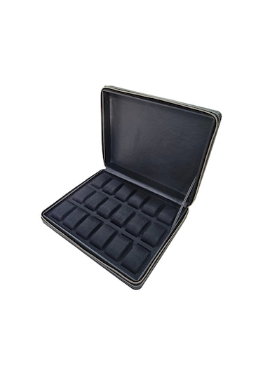 Deri Luxury 18 Li Saat Çantası,kutusu Fermuarlı Siyah 31x38 Cm Çok Renkli