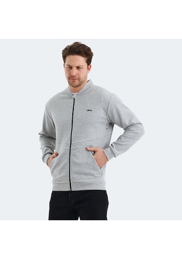 Slazenger VLAD Erkek Cepli Fermuarlı Gri Sweatshirt