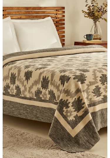 Karaca Home Damask Çift Kişilik Pamuklu Battaniye Antrasit