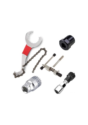 Kosona Bisiklet Tamir Aleti Seti - Zincir Kesici, Zincir Çıkarıcı, Bracket Çıkarıcı, Freewheel Cassette Ve Krank Çıkarıcı Araçları 5 Parça Çok Renkli