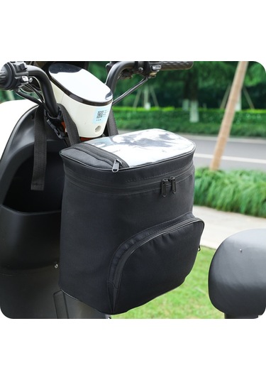 Dianziye Elektrikli Motosiklet Ön Çubuk Çantası - Siyah, Telefon Dokunmatik Bölmeli, Çok Amaçlı Büyük Kapasiteli Depolama Çantası
