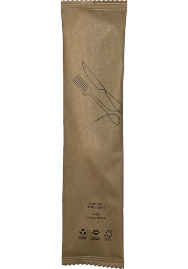 Kag It Kaplı Tahta Çatal-bıc Ak-pec Ete Set Ahşap