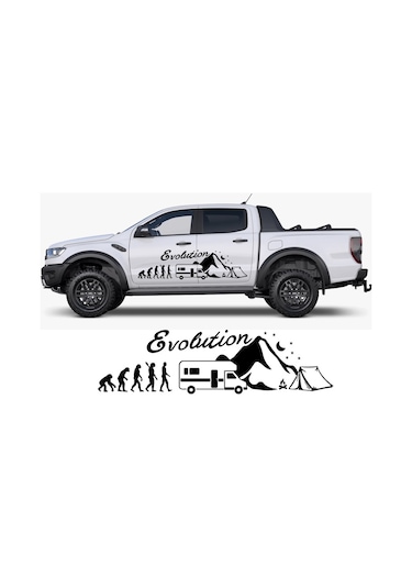 90X24 cm - Evolution Karavan Sticker. Evrim Kamp Karavan Çıkartma