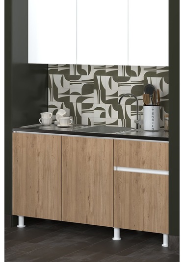 150 Cm Poyraz Mutfak Alt Modül Evyeli Ahşap