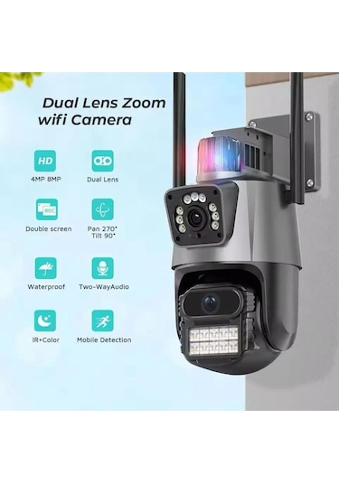 Laxsam Yeni Dış Mekan Ip Kamera Çift Lens Wifi Güvenlik Kamerası