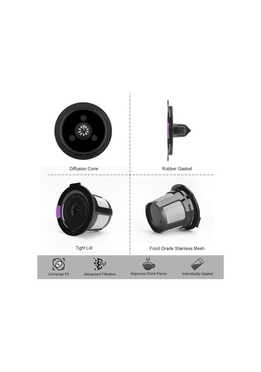 Fosenze Kahve Kapsülleri İçin Yeniden Kullanılabilir Pp Filtre, 51x46mm Siyah, 6 Adet/set, Modern Stili, Kahve Dükkanları İçin Siyah