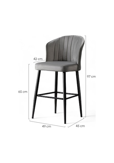 Mymassa Rubi Bar Sandalyesi Gri