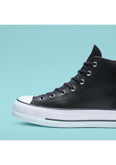 Converse Chuck Taylor All Star Leather Platform Kadın Günlük Ayak Siyah
