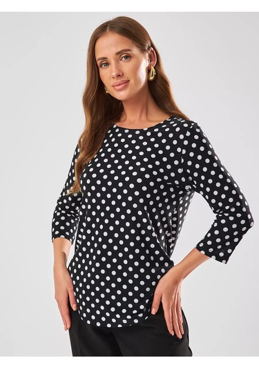 Velurteks 3/4 Kollu Ofis Günlük Bluz 212773912 Siyah Kristal