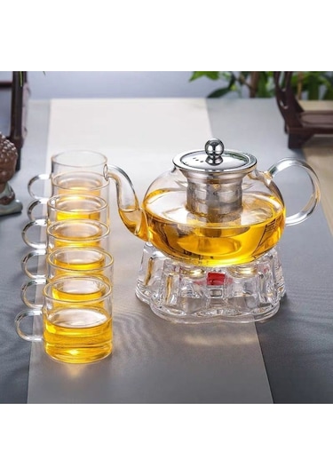 Toptanfoni Borasilikat Cam Büyük Çaydanlık 800ml Şeffaf