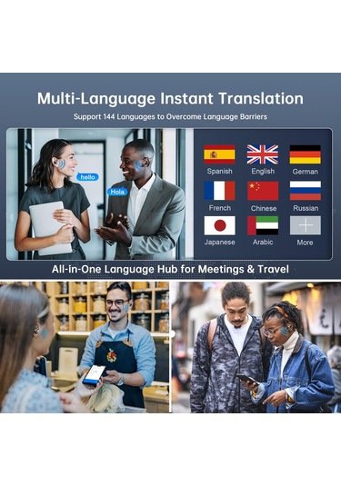 Konesam Aı Çeviri Kulaklığı 144 Dil Gerçek Zamanlı, Müzik Ve Arama İşlevi, Bluetooth 5.4, İos/android Uyumlu, Seyahat İş Okul İçin